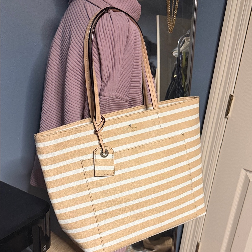 kate spade Beige and White Striped Tote Bag - Picture 6 of 6